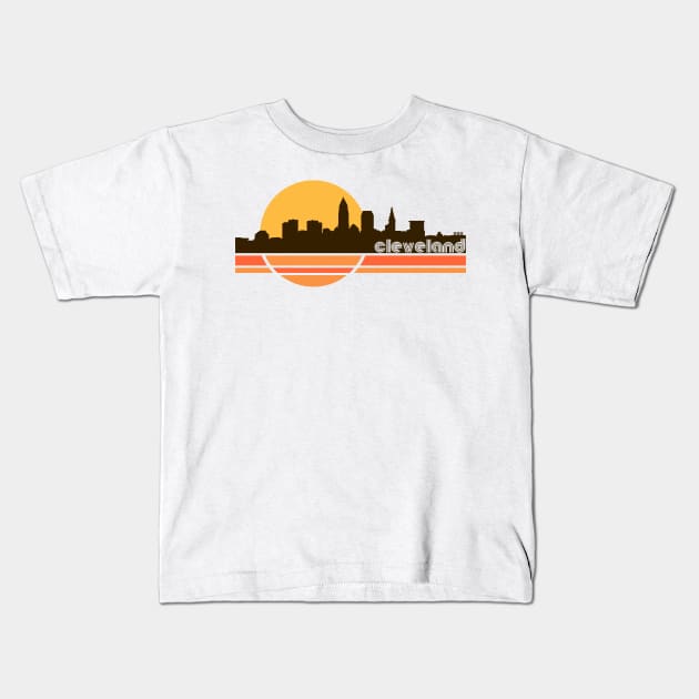 Cleveland Ohio Retro 70s Tourist Souvenir Kids T-Shirt by darklordpug